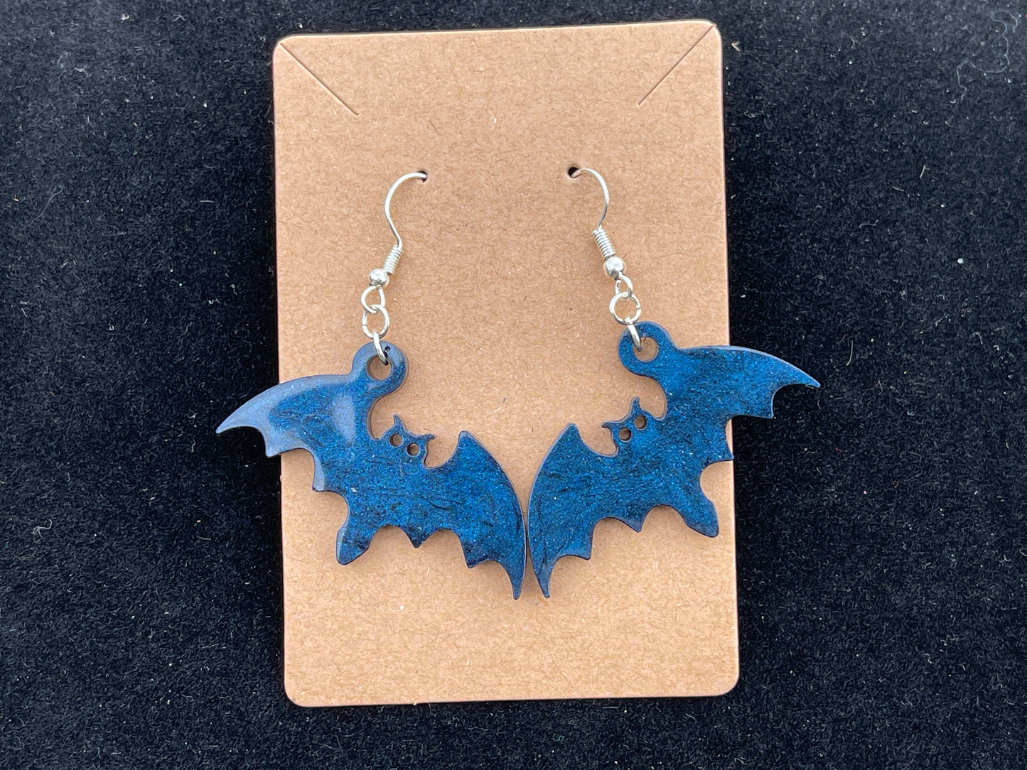 Bat With Wings Spread Resin Dangle | Dangly | Earrings