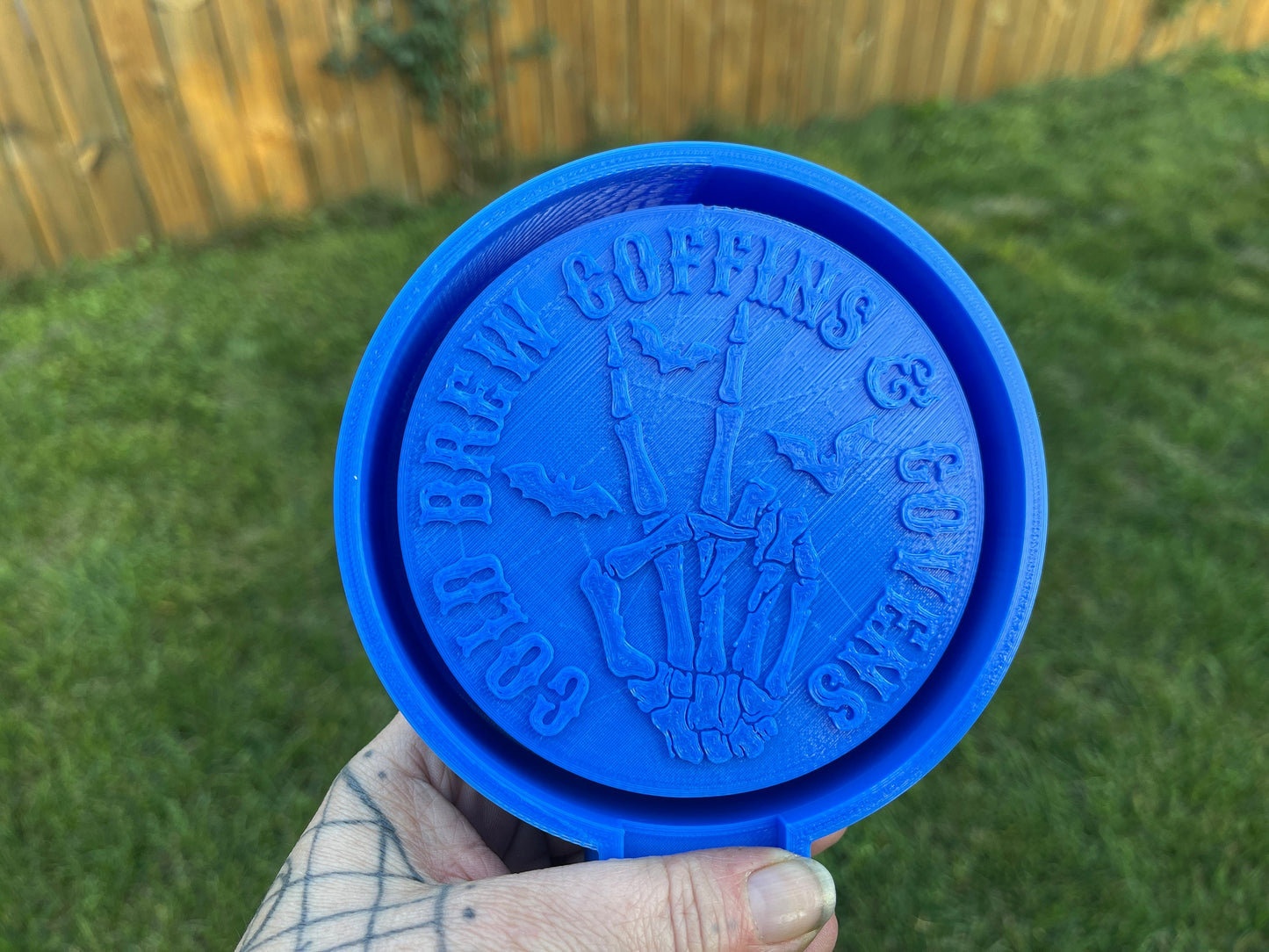 Cold Brew Coffins & Covens Skeleton Hand and Bats Halloween 3D Printed Silicone Freshie | Freshy | Air Freshener Mold