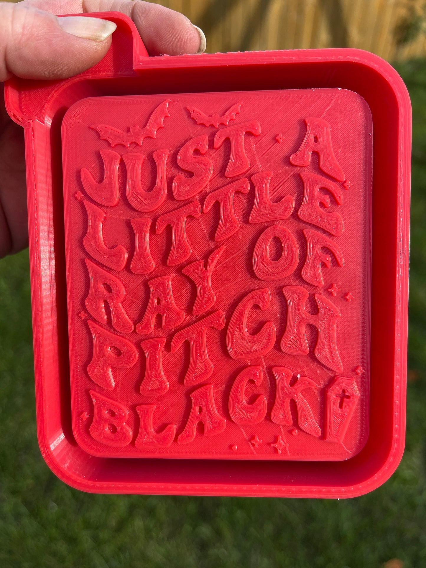 Just A Little Ray of Pitch Black with Bats and Coffin 3D Printed Silicone Freshie | Freshy | Air Freshener Mold