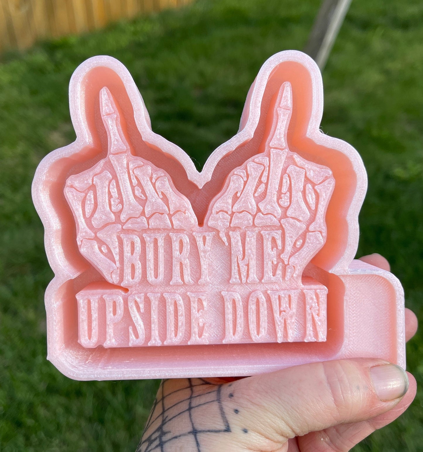 Bury Me Upside Down Double Middle Finger 3D Printed Silicone Freshie | Freshy | Air Freshener Mold