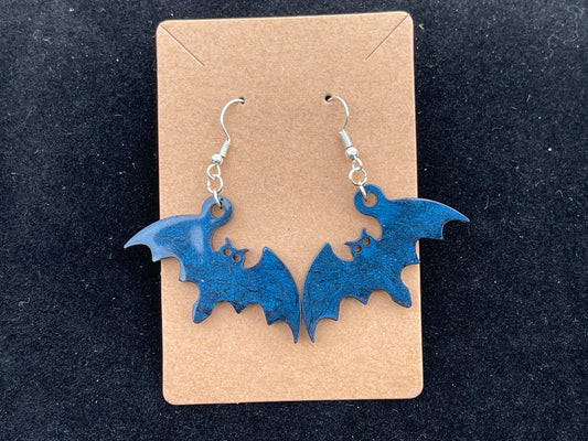 Bat With Wings Spread Resin Dangle | Dangly | Earrings