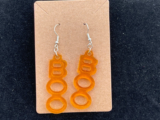 Transparent Orange Boo Resin Dangle | Dangly | Earrings