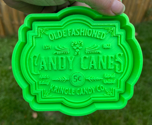 Olde Fashioned Candy Canes 5 Cents Made Fresh Daily Hand Rolled Christmas 3D Printed Silicone Freshie | Freshy | Air Freshener Mold