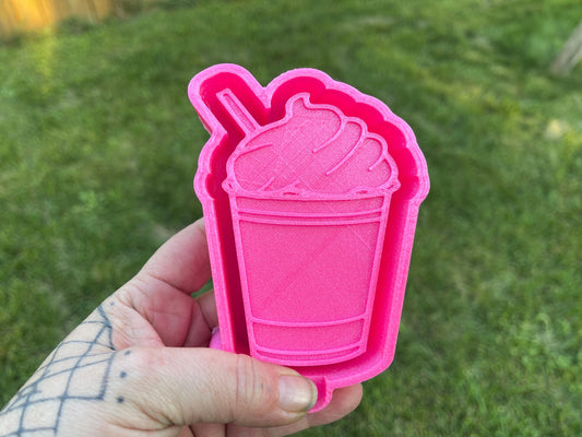 Whipped Cream Topped Latte | Drink |Beverage w/ Straw 3D Printed Silicone Freshie | Freshy | Air Freshener Mold